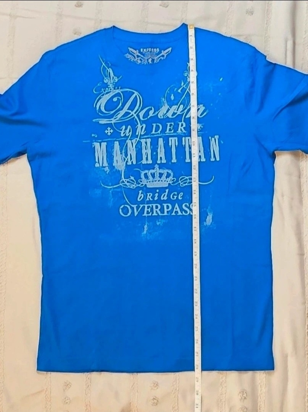 Express Bright Blue Manhattan Graphic Short Sleeve Tee